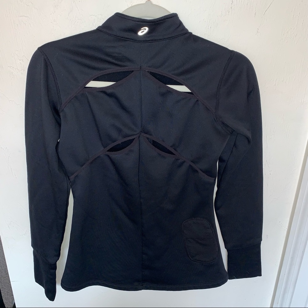 S ASICS fleece lined running top with thumb holes